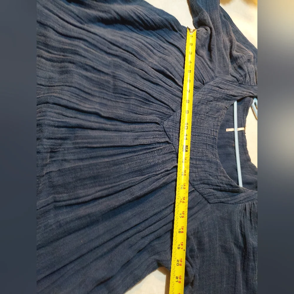 Free People Blue Boho Mini Dress size XS Free Loose Fit Grunge Flowy Goblincore
